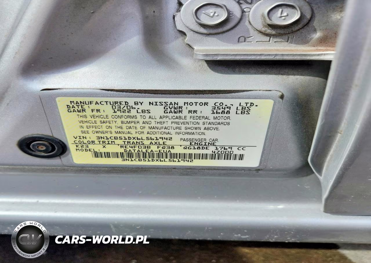 2006 Nissan Sentra 1.8 VIN:3N1CB51DX6L561942 - 12