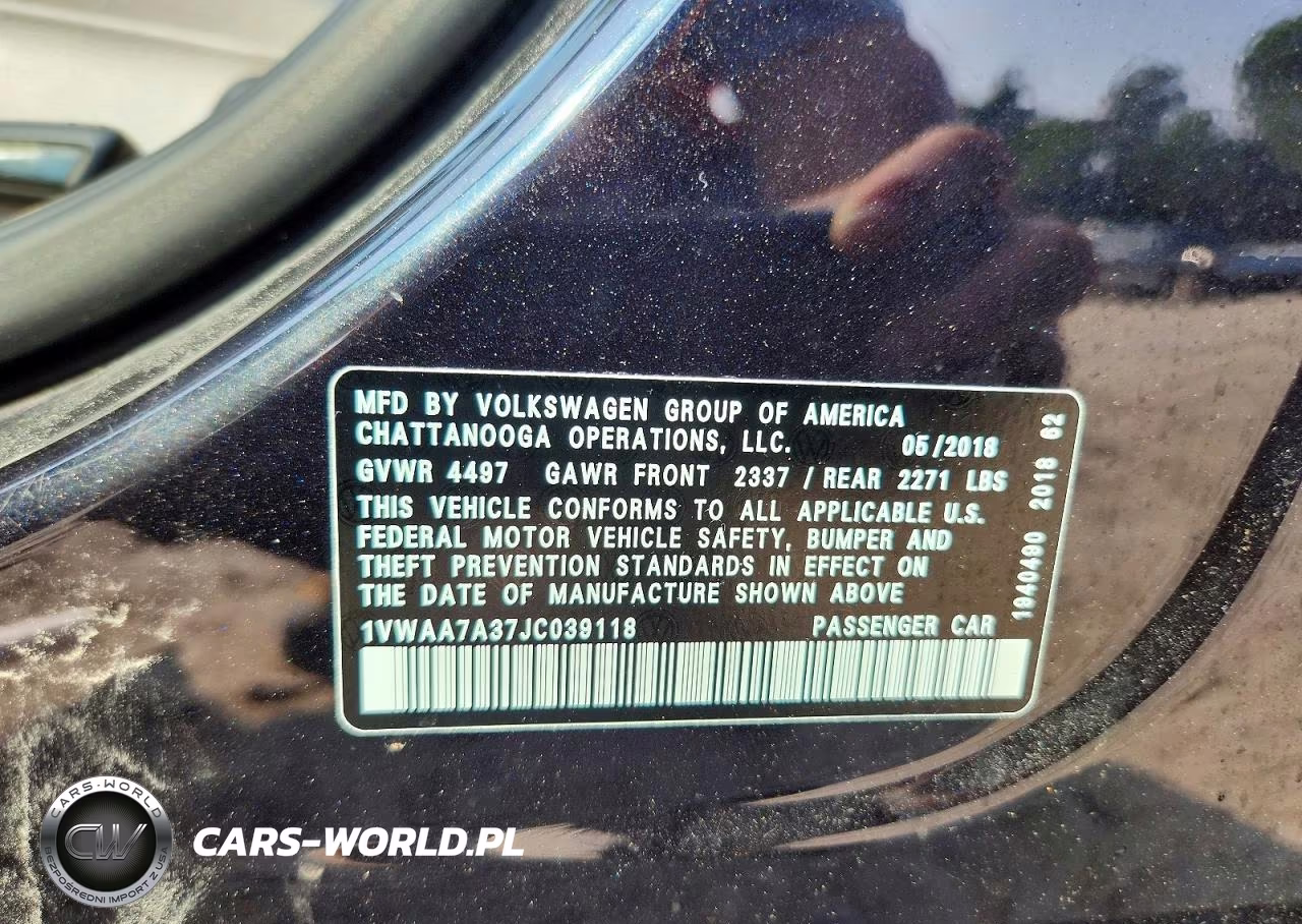 2018 Volkswagen Passat S VIN:1VWAA7A37JC039118 - 13