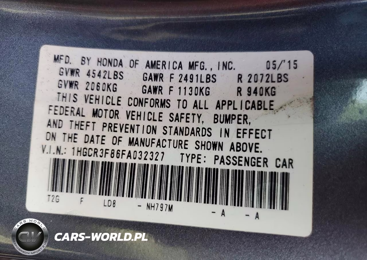 2015 Honda Accord Exl VIN:1HGCR3F86FA032327 - 13