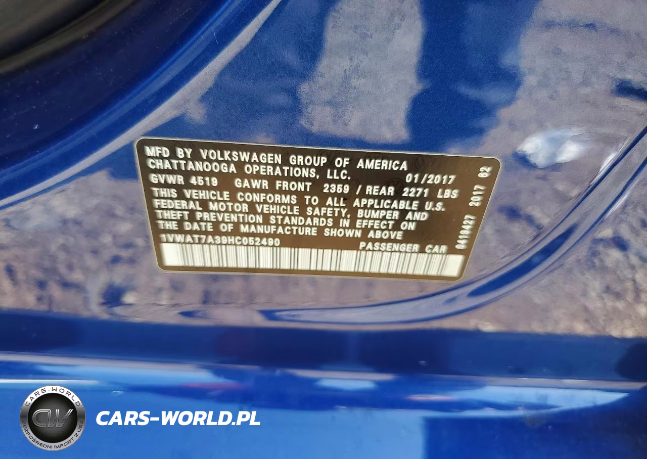 2017 Volkswagen Passat S VIN:1VWAT7A39HC052490 - 12