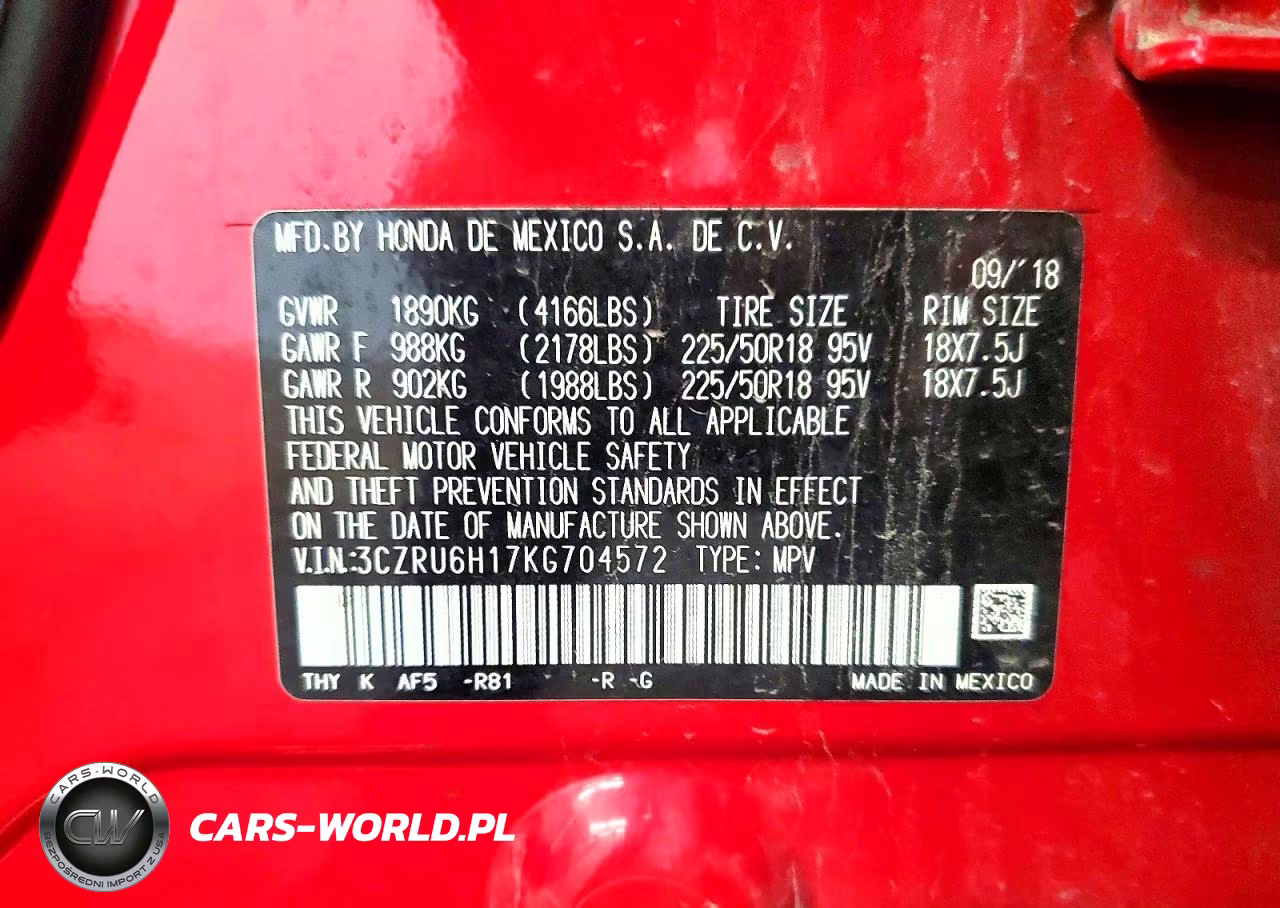 2019 Honda Hr-V Sport VIN:3CZRU6H17KG704572 - 13