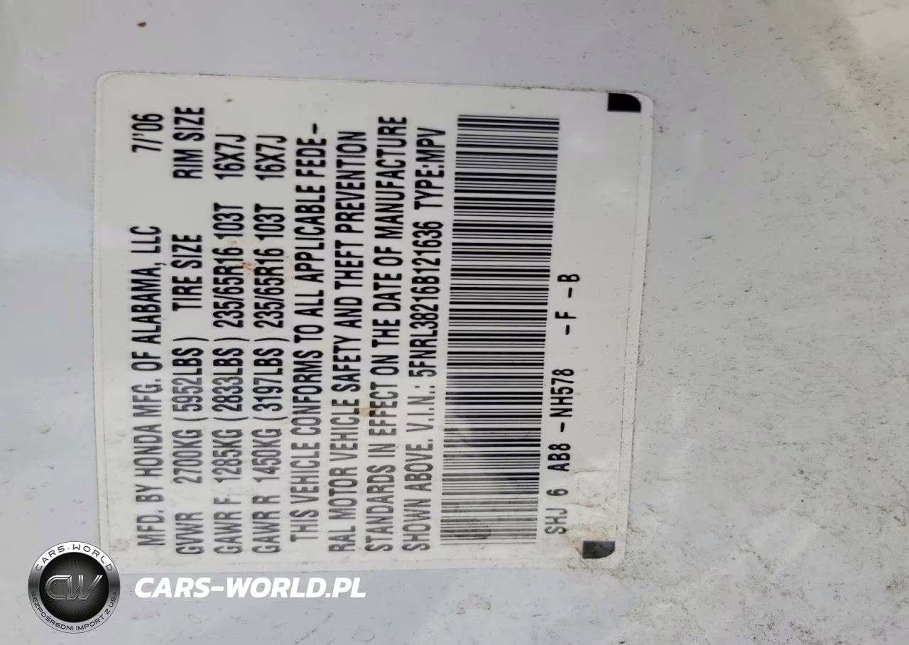 2006 Honda Odyssey Lx VIN:5FNRL38216B121636 - 13