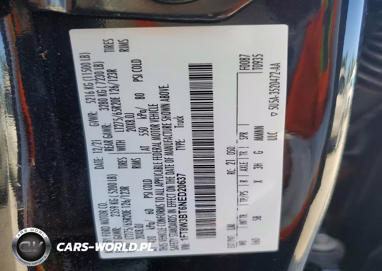 2022 Ford F350 Super Duty VIN:1FT8W3BT6NED20637 - 12