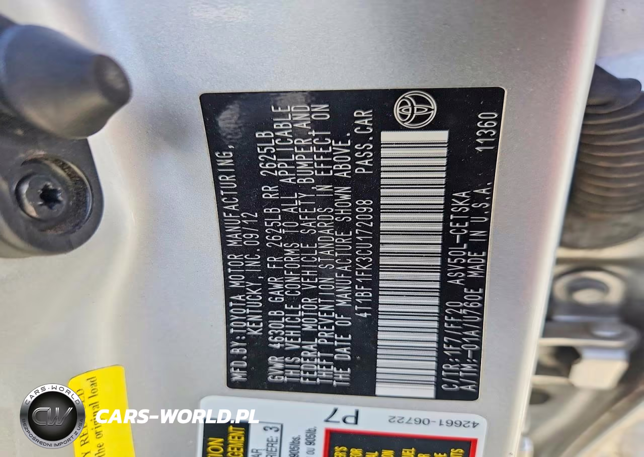 2012 Toyota Camry Se VIN:4T1BF1FK3CU172098 - 12