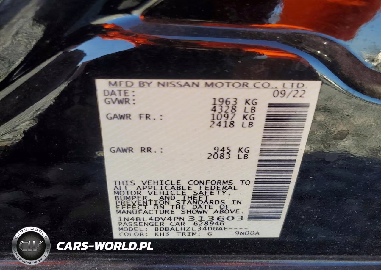 2023 Nissan Altima Sv VIN:1N4BL4DV4PN313603 - 13
