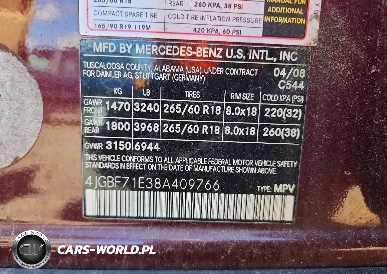 2008 Mercedes-Benz Gl 450 4Matic VIN:4JGBF71E38A409766 - 12