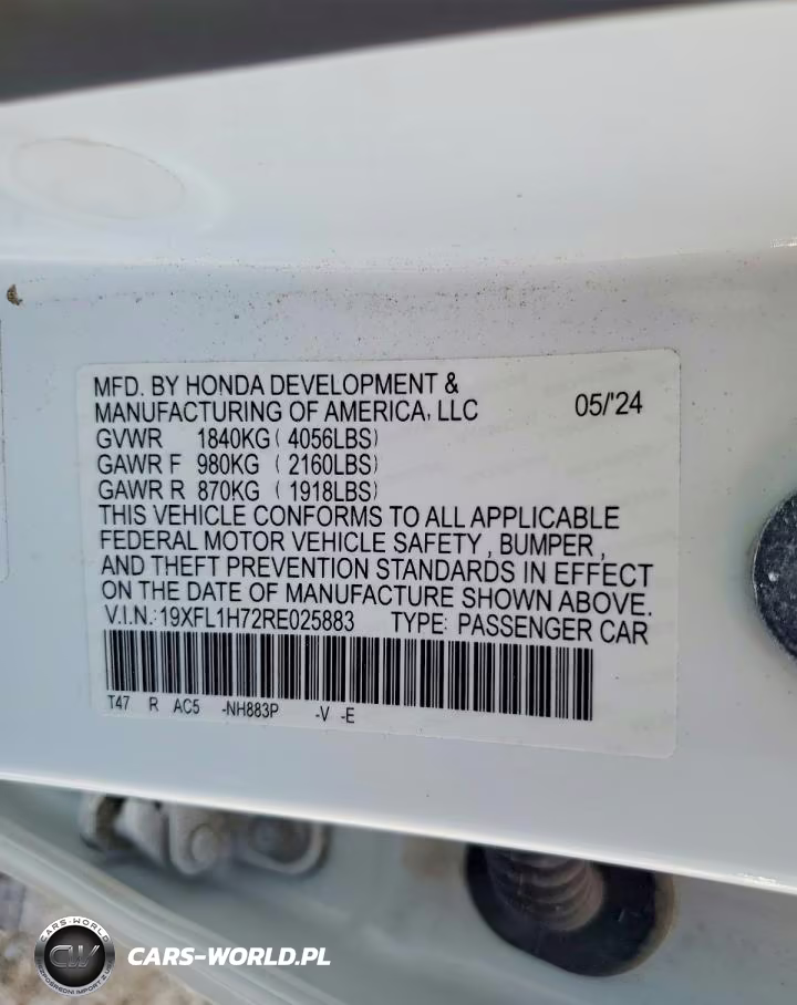 2024 Honda Civic Exl VIN:19XFL1H72RE025883 - 13