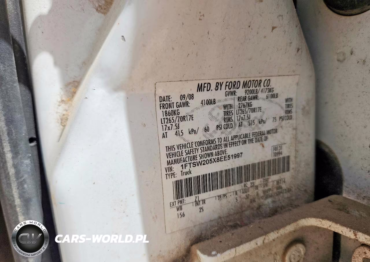 2008 Ford F250 Super Duty VIN:1FTSW205X8EE51997 - 12
