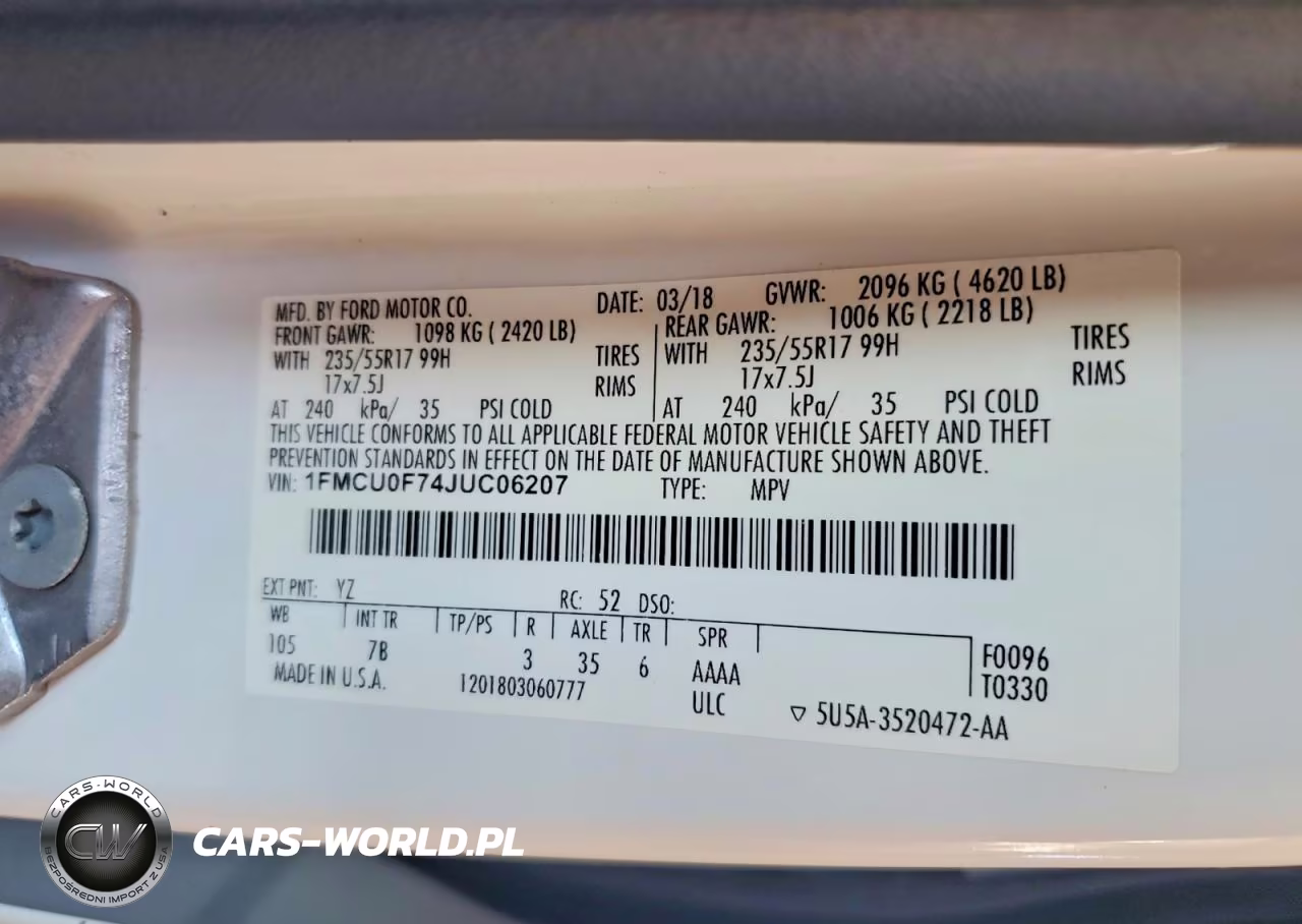 2018 Ford Escape S VIN:1FMCU0F74JUC06207 - 13
