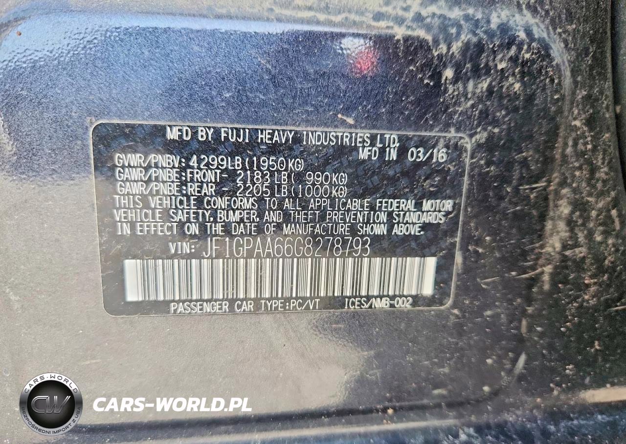 2016 Subaru Impreza VIN:JF1GPAA66G8278793 - 12