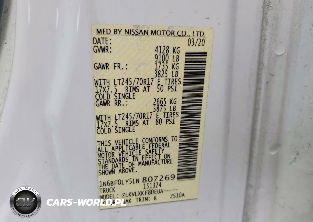 2020 Nissan Nv 2500 Hd Sv VIN:1N6BF0LY5LN807269 - 13