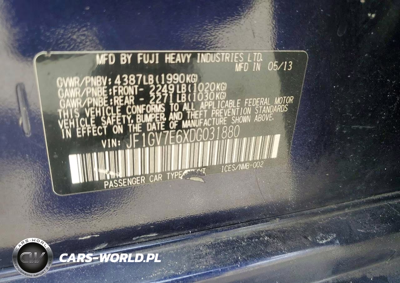 2013 Subaru Impreza Wrx VIN:JF1GV7E6XDG031880 - 12
