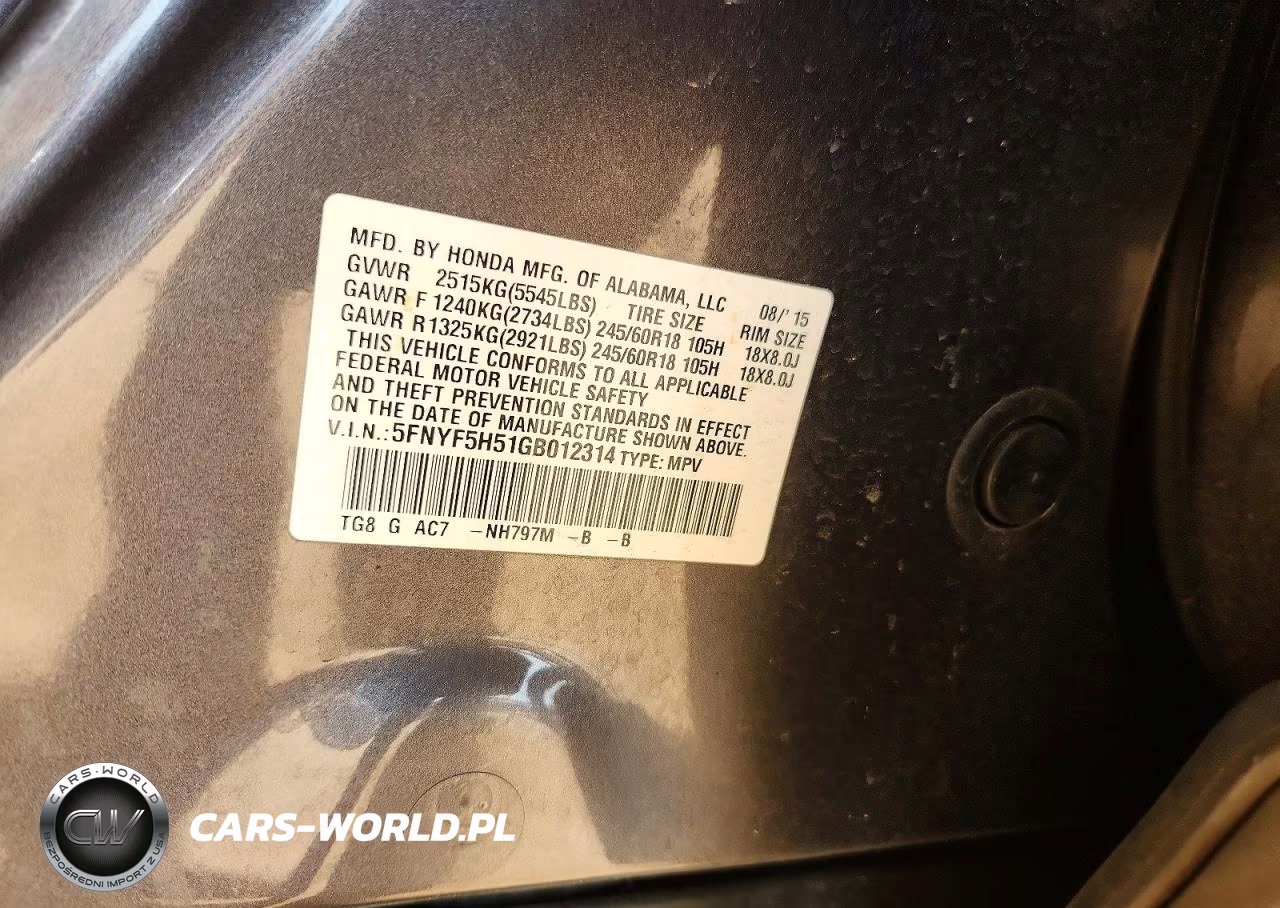 2016 Honda Pilot Exl VIN:5FNYF5H51GB012314 - 14