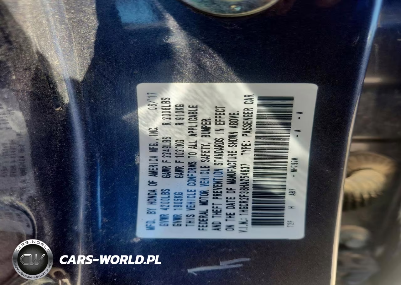 2017 Honda Accord Lx VIN:1HGCR2F38HA254837 - 12