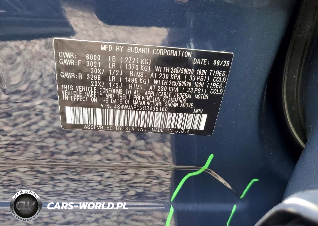 2025 Subaru Ascent Onyx Edition VIN:4S4WMAFD2S3438160 - 13