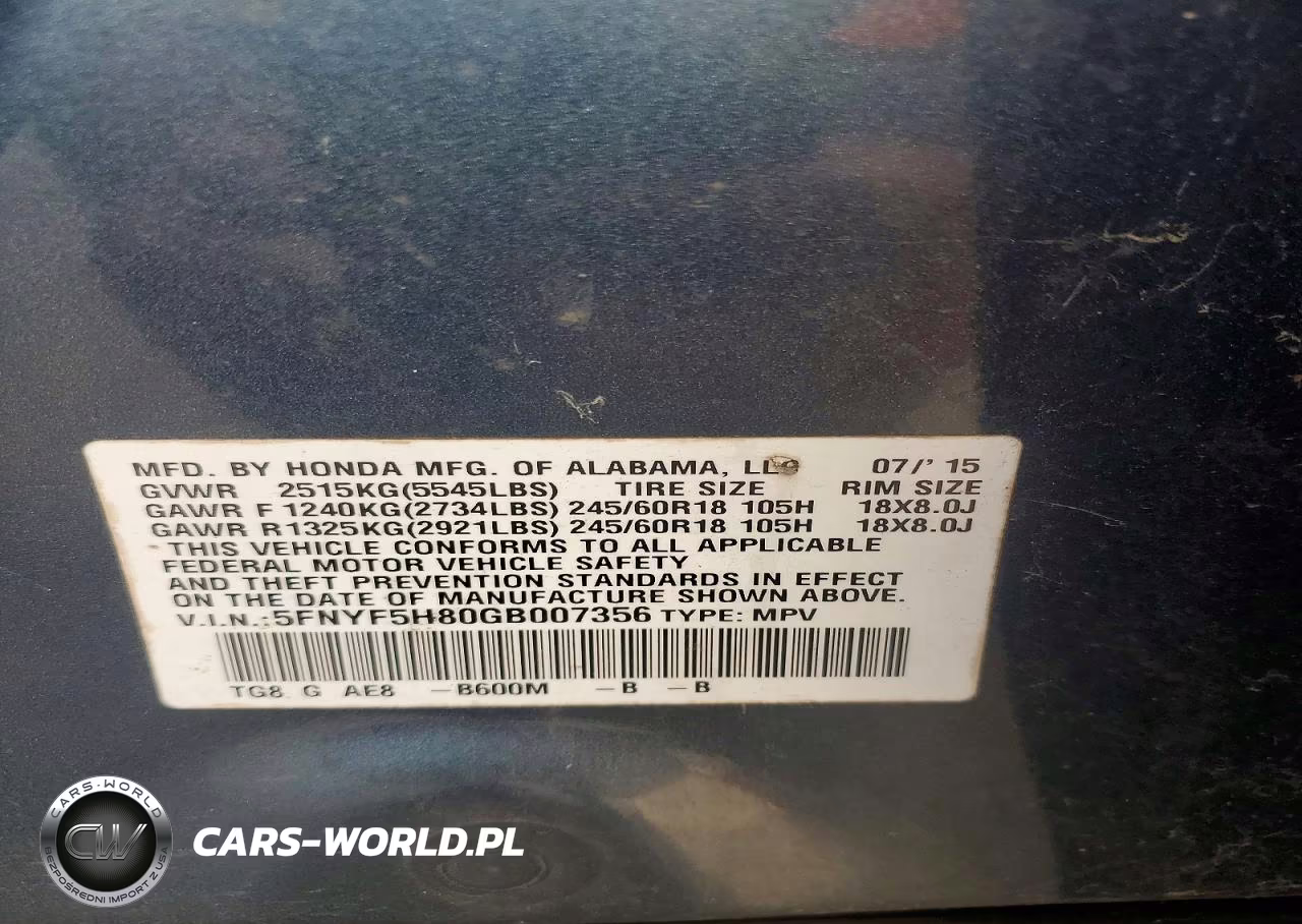 2016 Honda Pilot Exl VIN:5FNYF5H80GB007356 - 13
