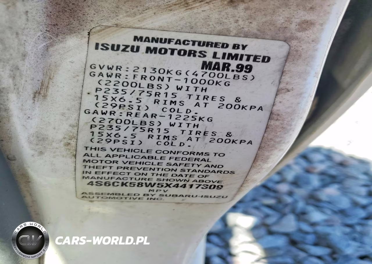 1999 Honda Passport Ex VIN:4S6CK58W5X4417309 - 12