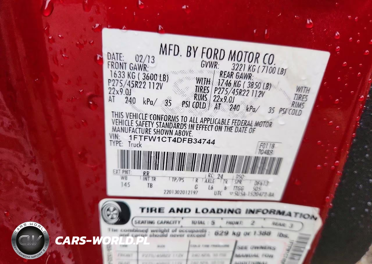 2013 Ford F150 Supercrew VIN:1FTFW1CT4DFB34744 - 12