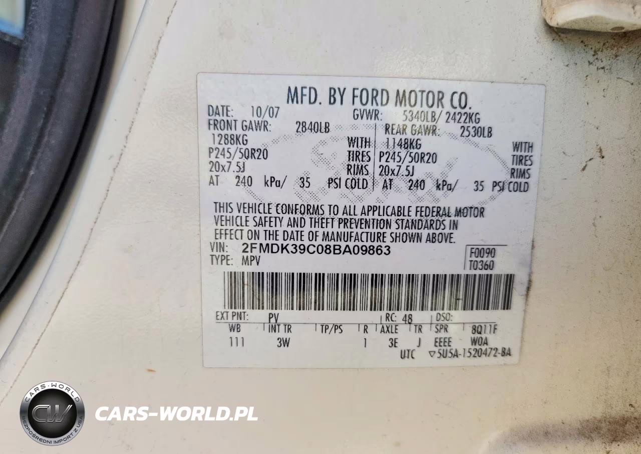 2008 Ford Edge Limited VIN:2FMDK39C08BA09863 - 13