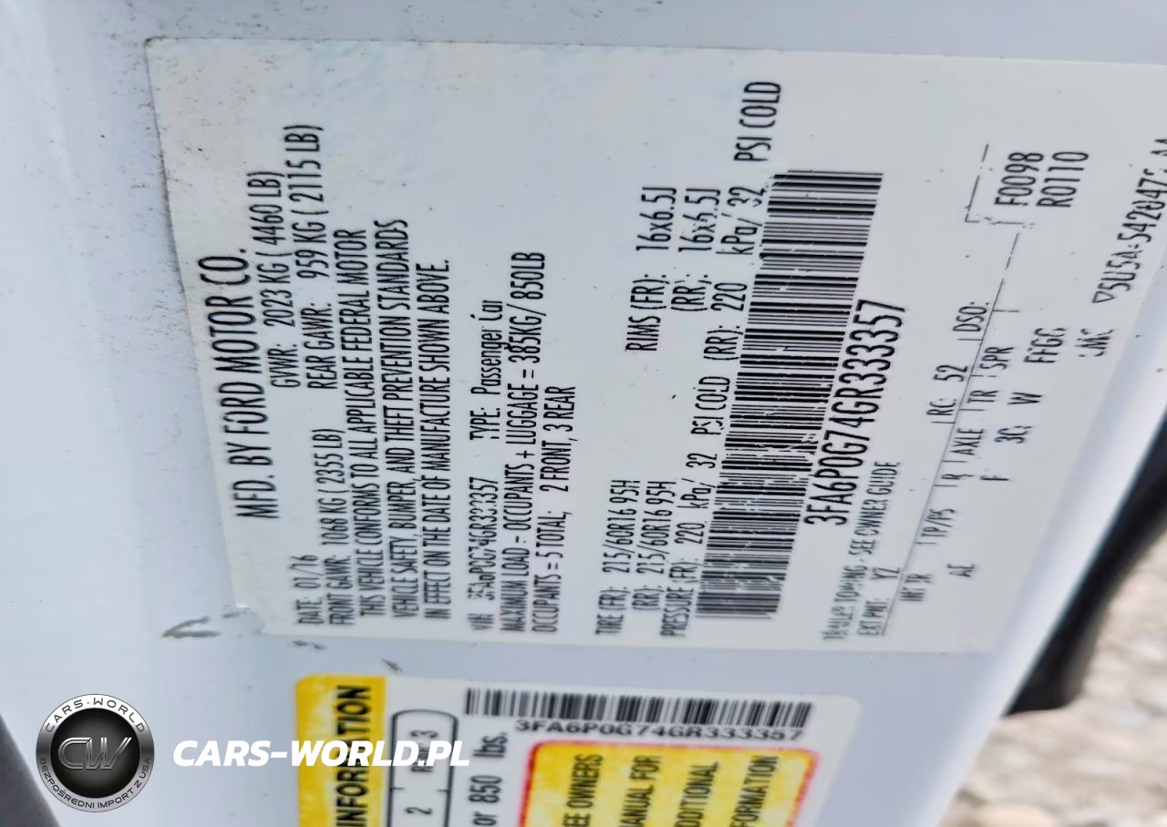 2016 Ford Fusion S VIN:3FA6P0G74GR333357 - 12