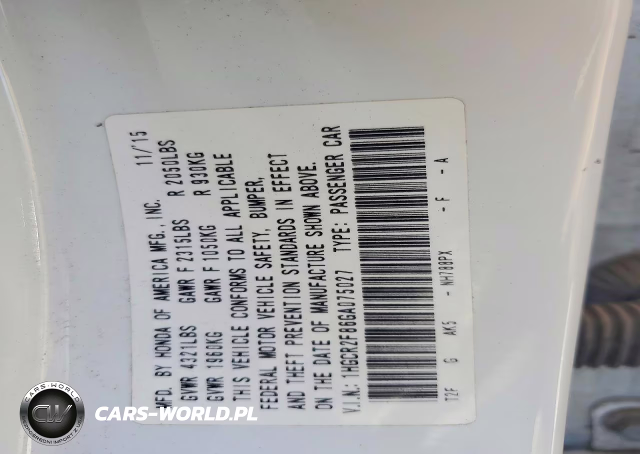 2016 Honda Accord Exl VIN:1HGCR2F86GA075027 - 12
