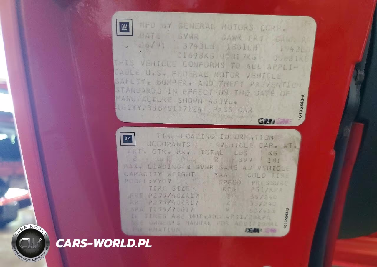 1991 Chevrolet Corvette VIN:1G1YY2386M5117124 - 12