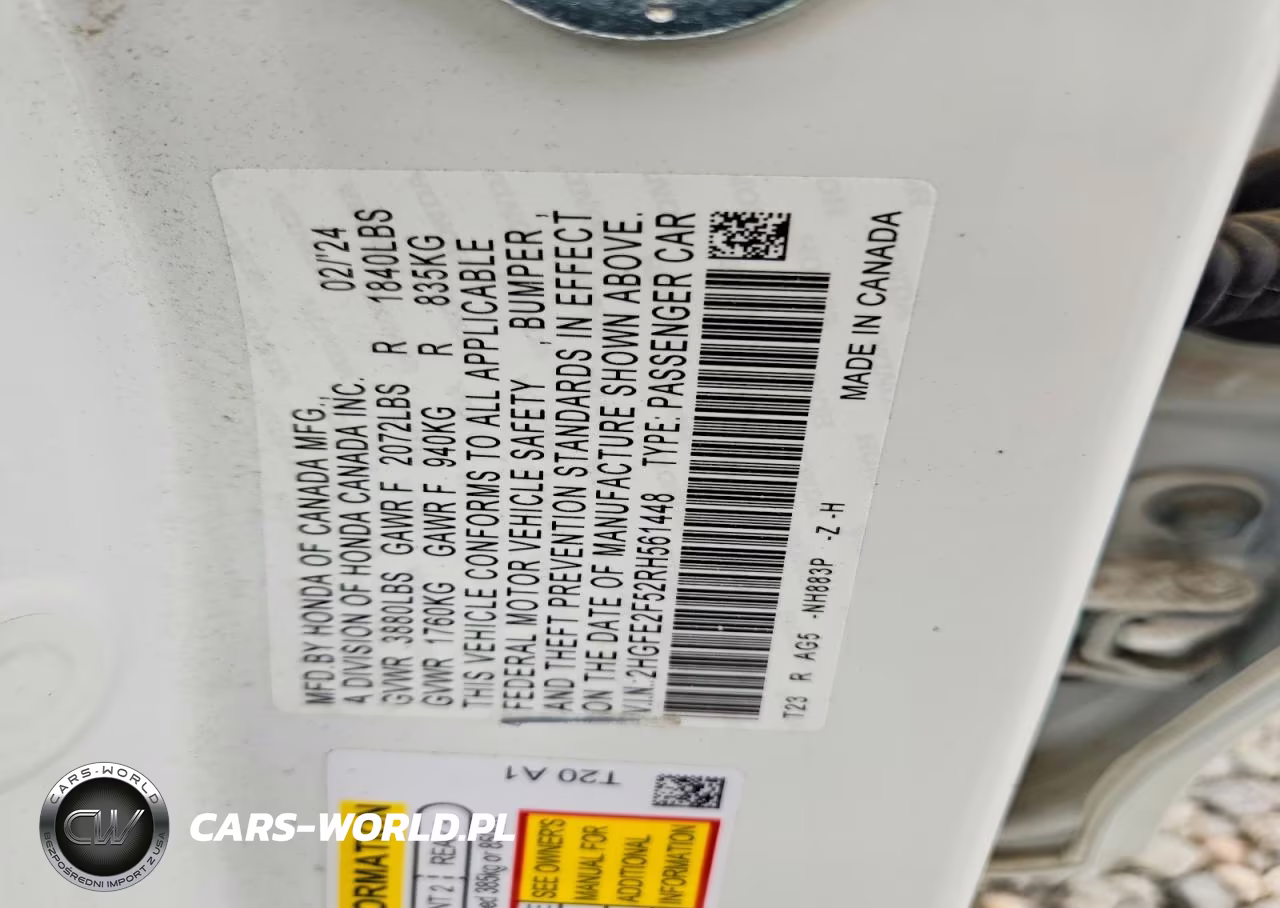 2024 Honda Civic Sport VIN:2HGFE2F52RH561448 - 12