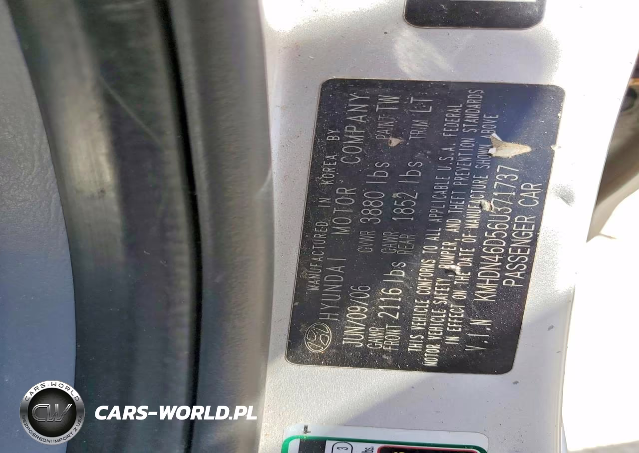 2006 Hyundai Elantra Gls VIN:KMHDN46D56U371737 - 12
