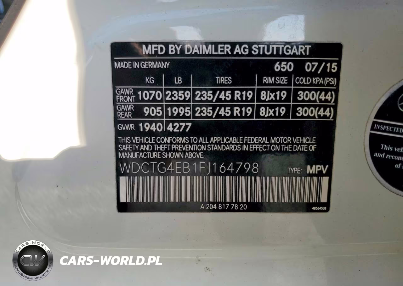 2015 Mercedes-Benz Gla 250 VIN:WDCTG4EB1FJ164798 - 12