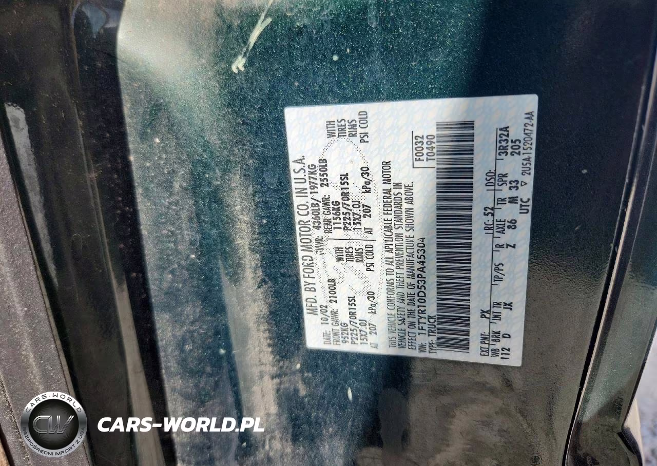 2003 Ford Ranger VIN:1FTYR10D53PA45304 - 12