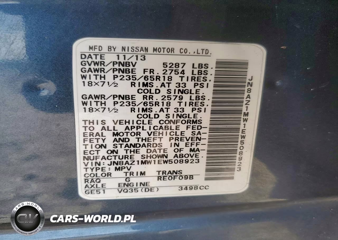 2014 Nissan Murano Sl VIN:JN8AZ1MW1EW508923 - 13