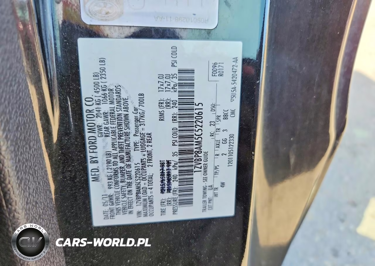 2012 Ford Mustang VIN:1ZVBP8AM5C5220615 - 12