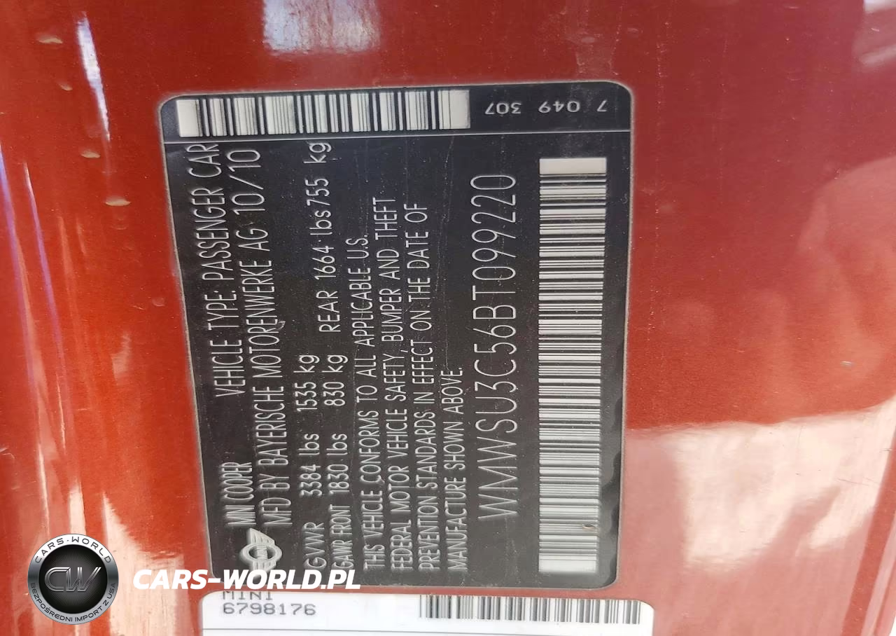2011 Mini Cooper VIN:WMWSU3C56BT099220 - 12