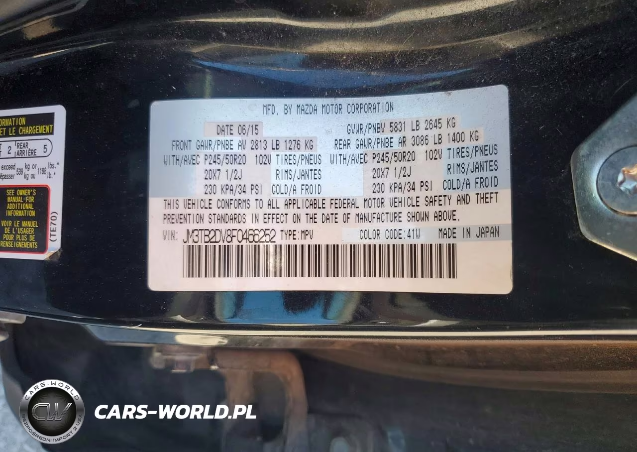 2015 Mazda Cx-9 Grand Touring VIN:JM3TB2DV8F0466252 - 14