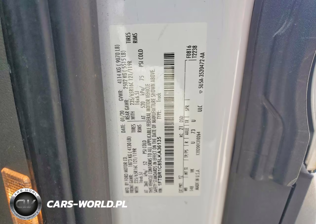 2020 Ford Transit T-250 VIN:1FTBR1C85LKA36135 - 13