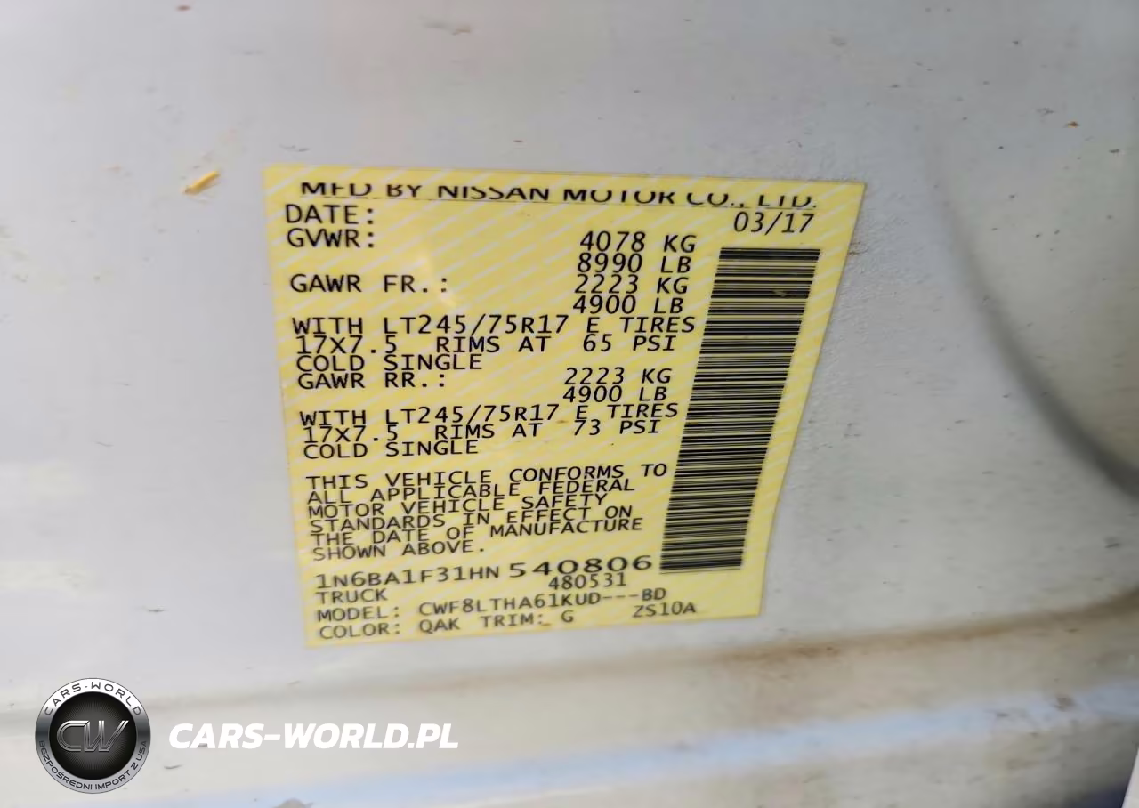 2017 Nissan Titan Xd Sv VIN:1N6BA1F31HN540806 - 12
