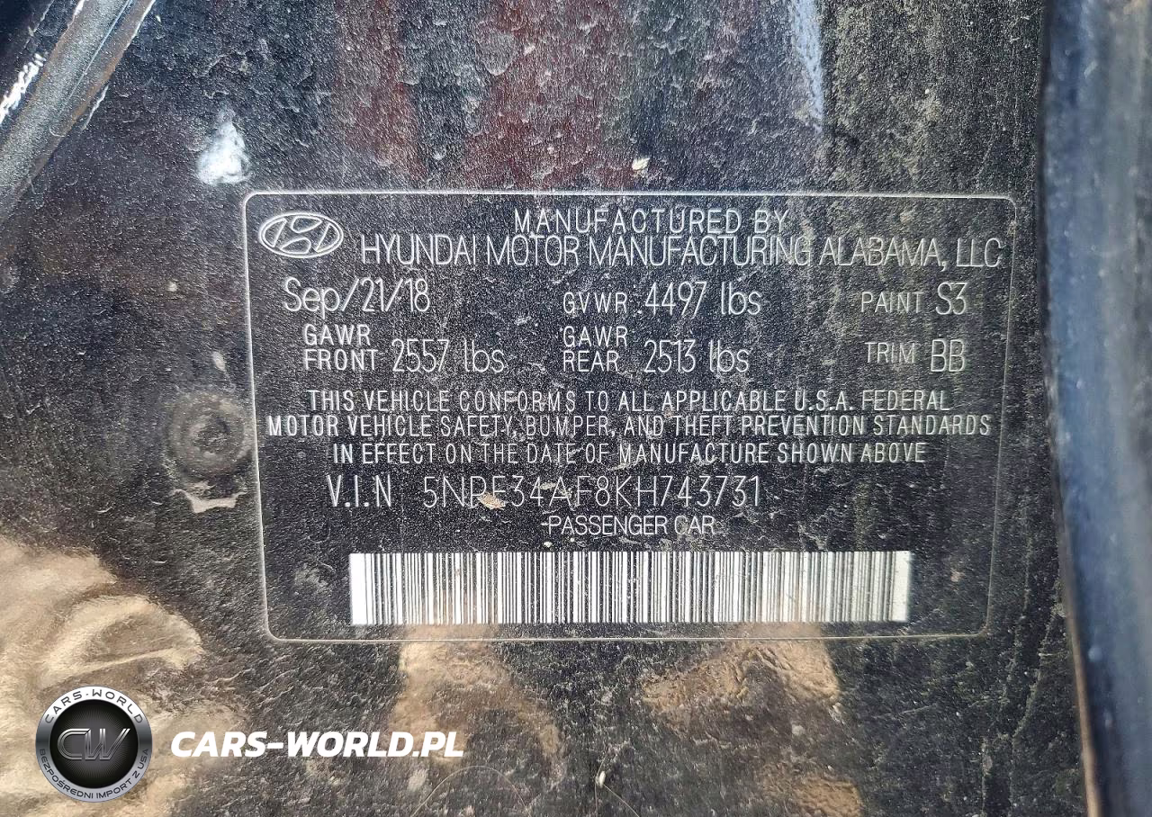 2019 Hyundai Sonata Limited VIN:5NPE34AF8KH743731 - 12