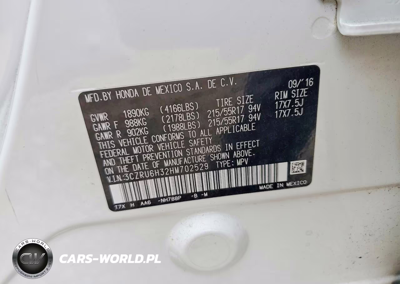 2017 Honda Hr-V Lx VIN:3CZRU6H32HM702529 - 14