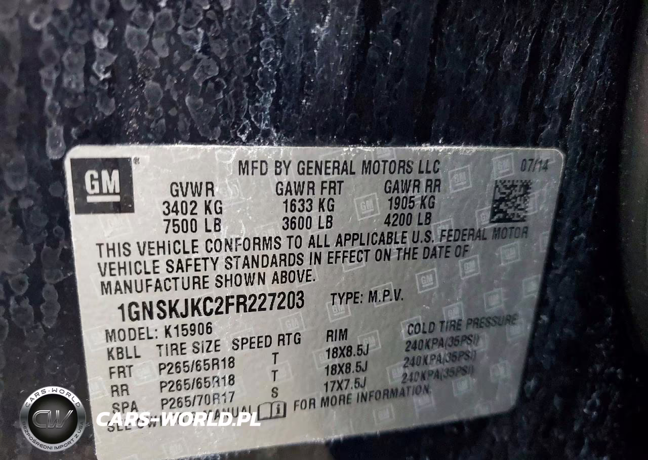 2015 Chevrolet Suburban Lt VIN:1GNSKJKC2FR227203 - 13