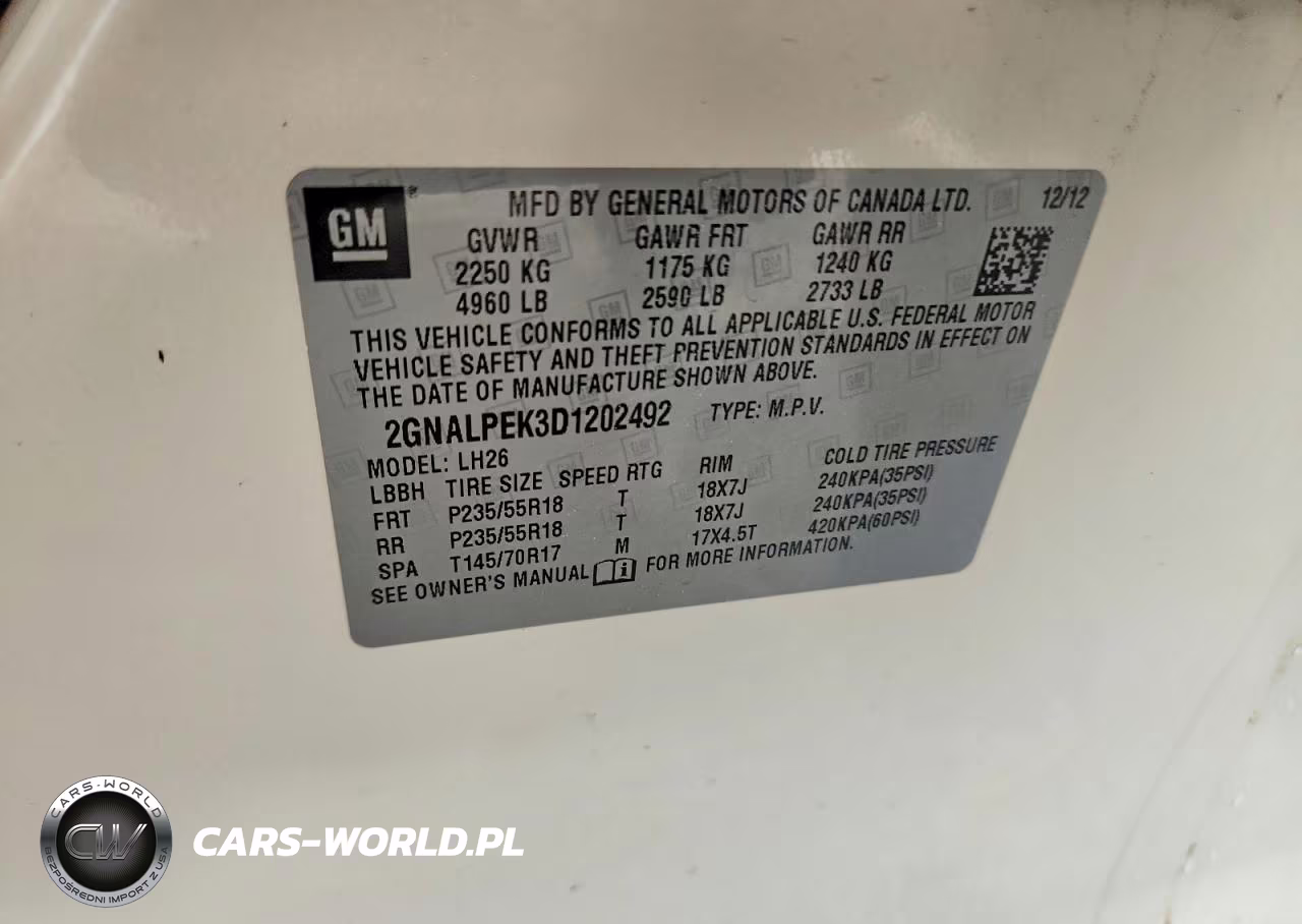 2013 Chevrolet Equinox Lt VIN:2GNALPEK3D1202492 - 12