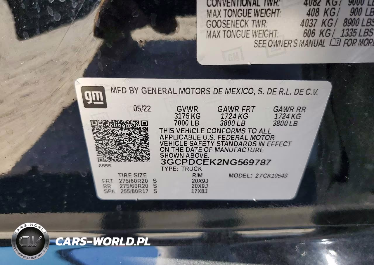 2022 Chevrolet Silverado K1500 Trail Boss Custom VIN:3GCPDCEK2NG569787 - 12