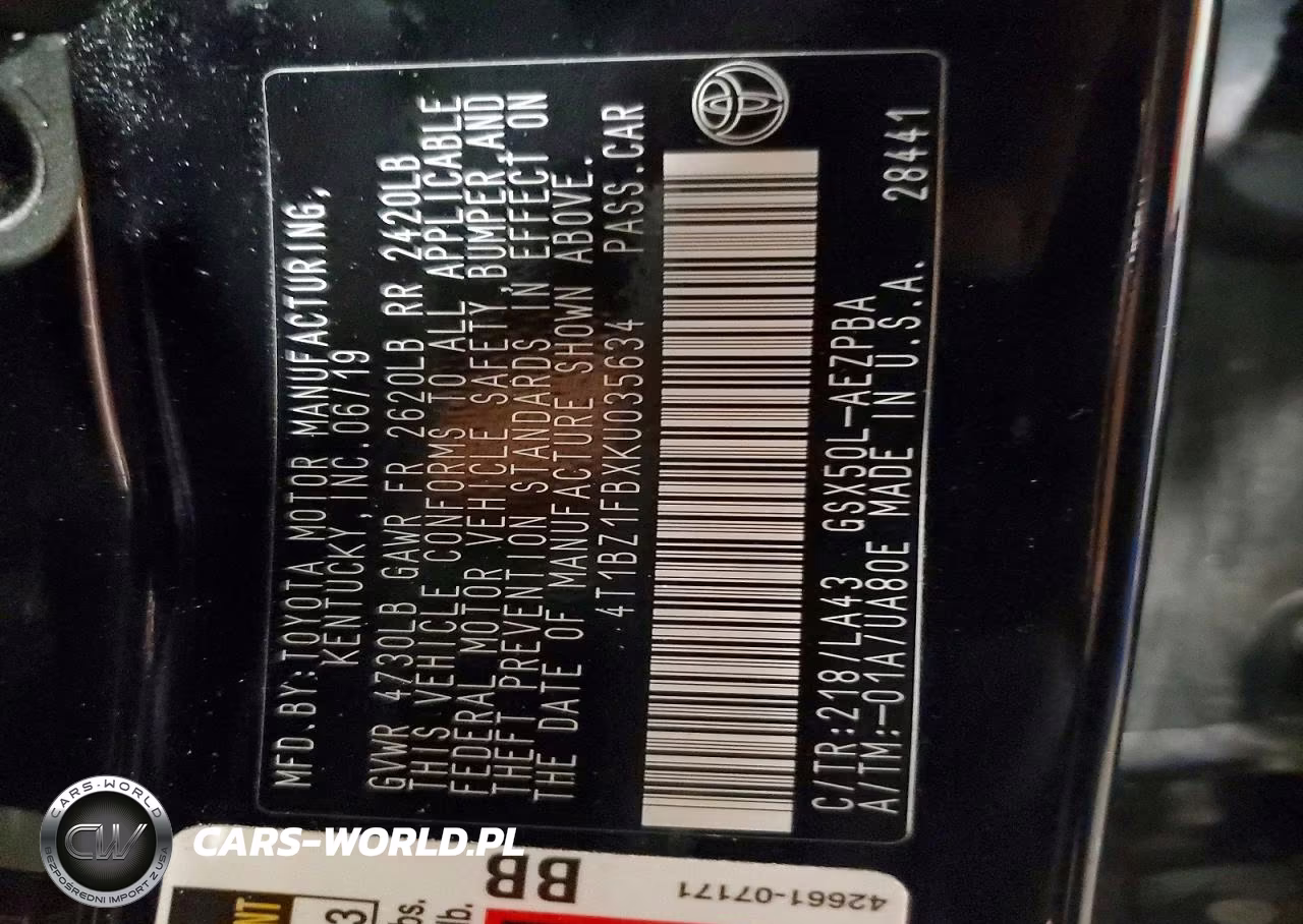 2019 Toyota Avalon Limited VIN:4T1BZ1FBXKU035634 - 12