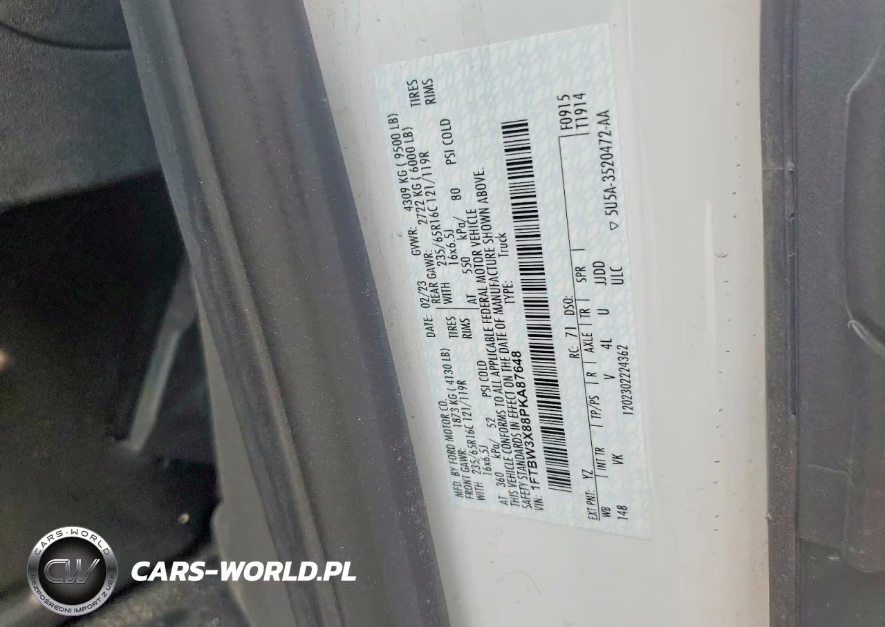 2023 Ford Transit T-350 Delivery Van VIN:1FTBW3X88PKA87648 - 12