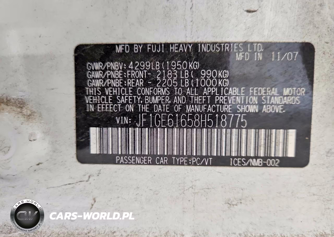2008 Subaru Impreza VIN:JF1GE61658H518775 - 12