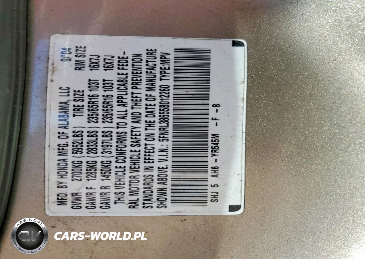 2005 Honda Odyssey Exl VIN:5FNRL38655B012260 - 13