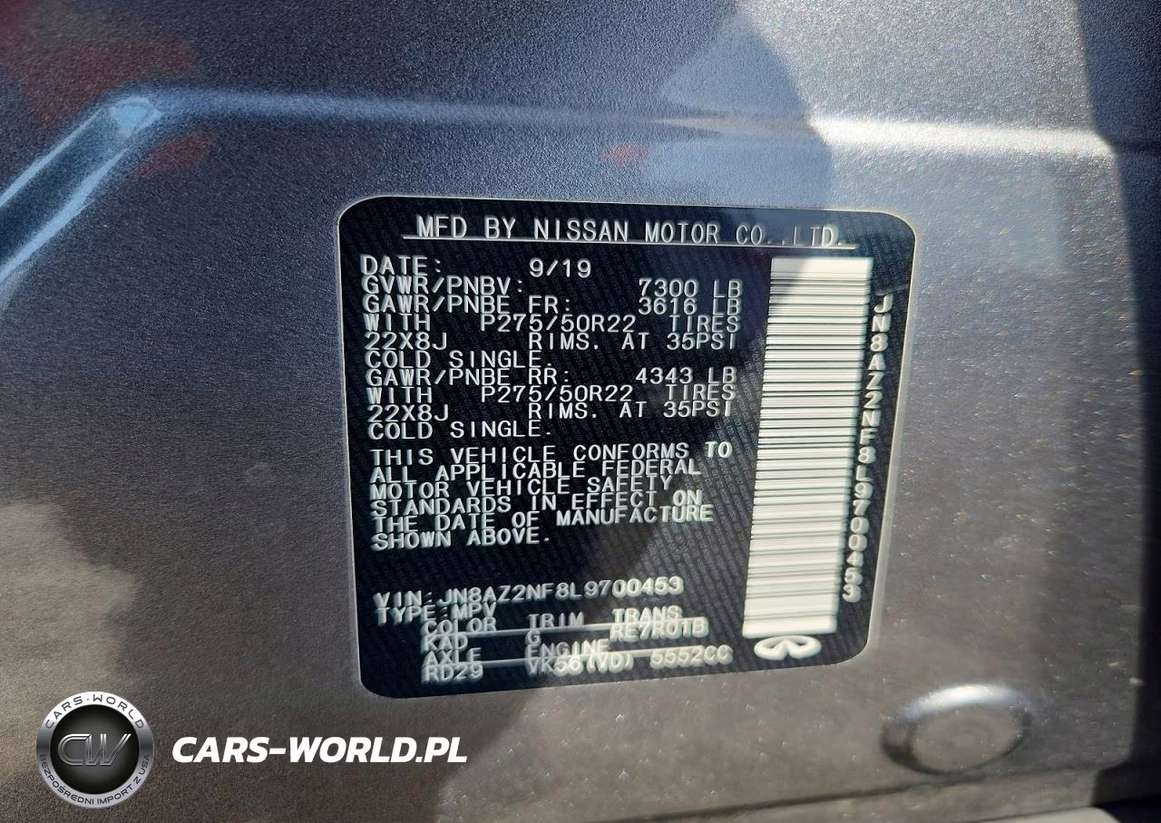 2020 Infiniti Qx80 Luxe VIN:JN8AZ2NF8L9700453 - 12