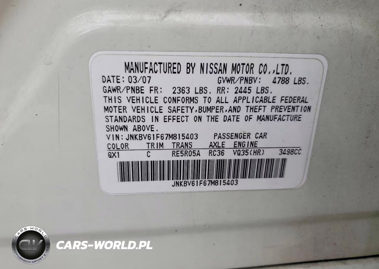 2007 Infiniti G35 X VIN:JNKBV61F67M815403 - 12