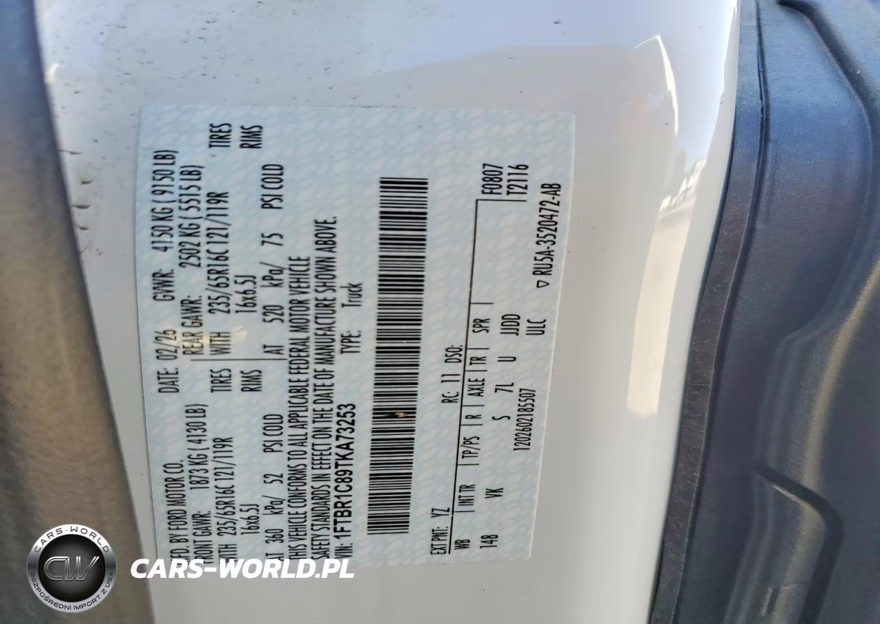 2026 Ford Transit T-250 VIN:1FTBR1C89TKA73253 - 14