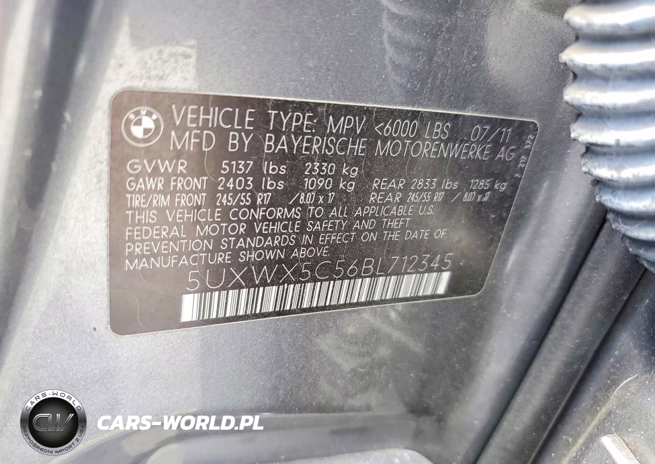 2011 BMW X3 xDrive28I VIN:5UXWX5C56BL712345 - 13