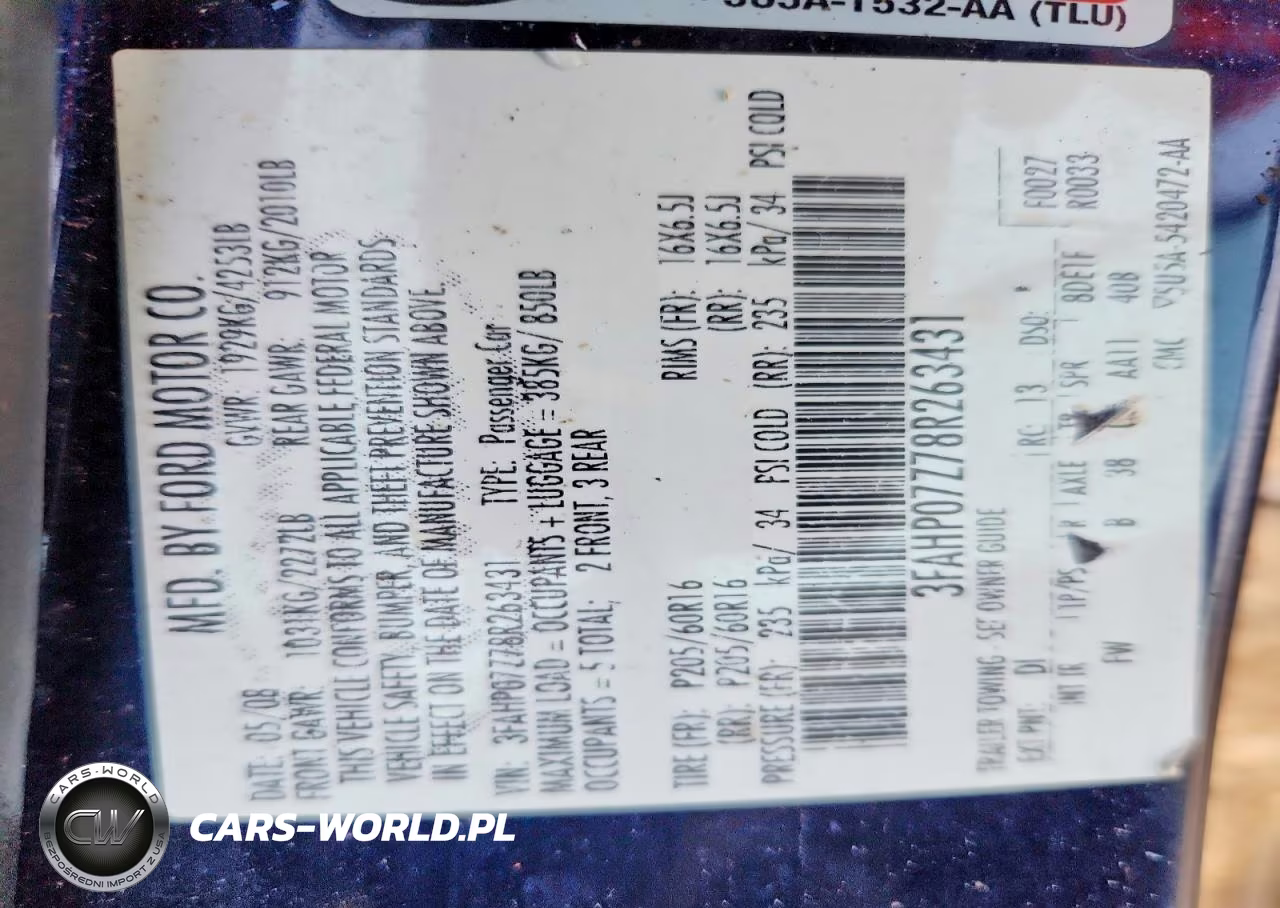 2008 Ford Fusion Se VIN:3FAHP07Z78R263431 - 12